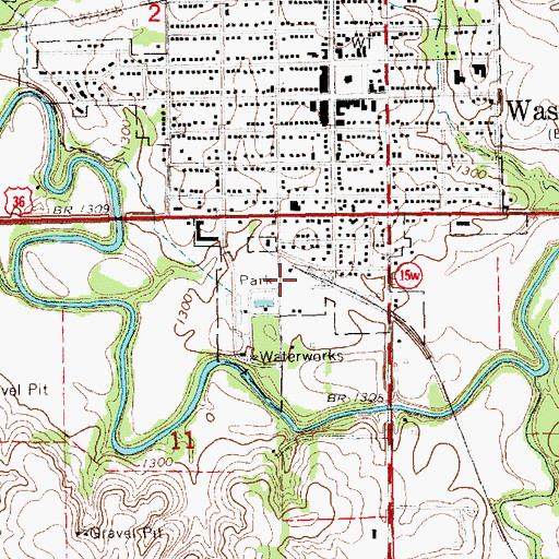 Topographic Map of Washington City Fire Department, KS