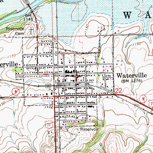 Topographic Map of Waterville Fire Department / District 6, KS