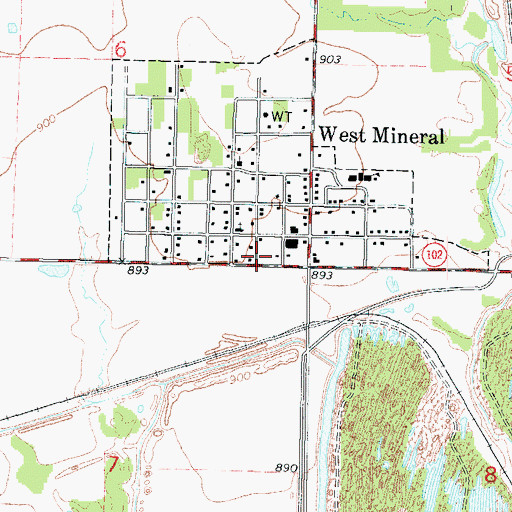 Topographic Map of West Mineral Fire Department, KS