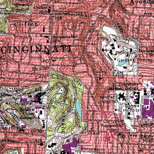 Topographic Map of Parkview, OH