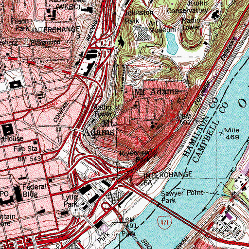 Topographic Map of Cincinnati Observatory (historical), OH