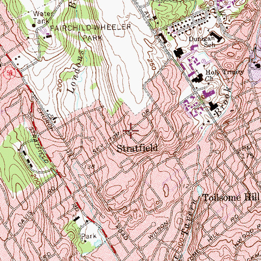 Topographic Map of Stratfield, CT