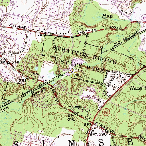 Topographic Map of Stratton Brook State Park, CT