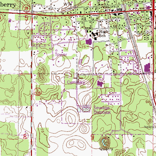 Topographic Map of Newberry Municipal Cemetery, FL