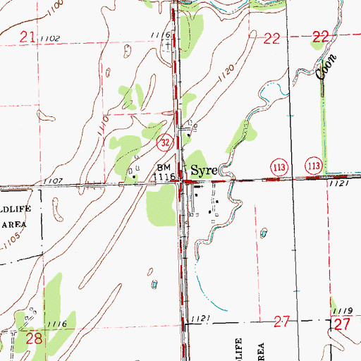 Topographic Map of Syre Post Office (historical), MN