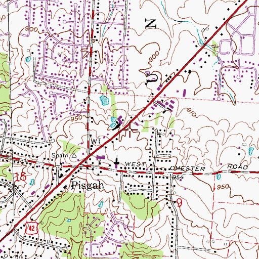Topographic Map of Pisgah Youth Park, OH