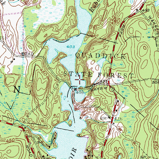 Topographic Map of Stump Pond, CT