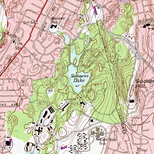Topographic Map of Success Lake, CT