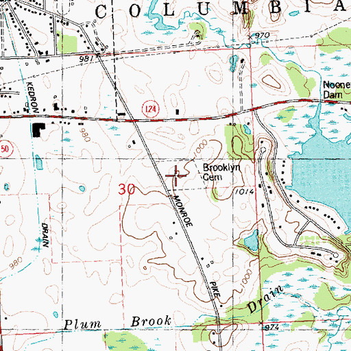 Topographic Map of Brooklyn Cemetery, MI