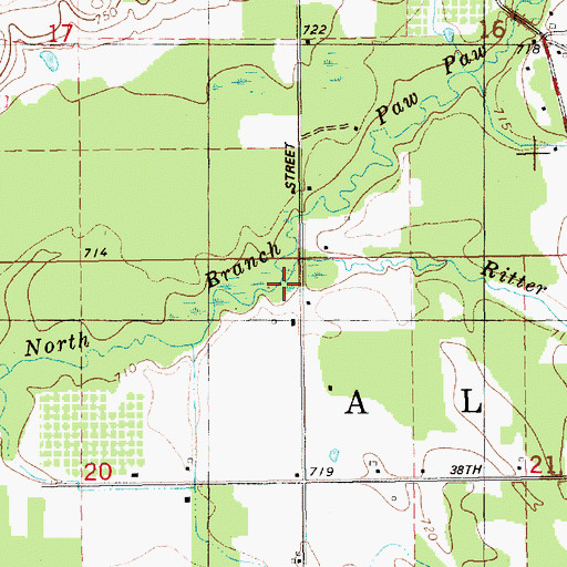 Topographic Map of Ritter Creek, MI