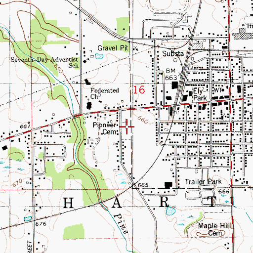 Topographic Map of Pioneer Cemetery, MI