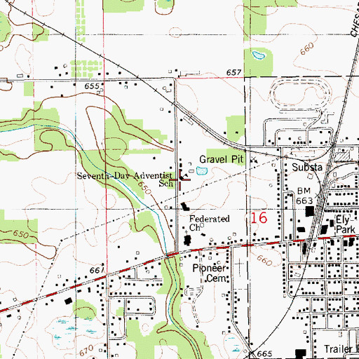 Topographic Map of Seventh-Day Adventist School, MI