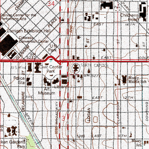 Topographic Map of Legislative Services Building, CO