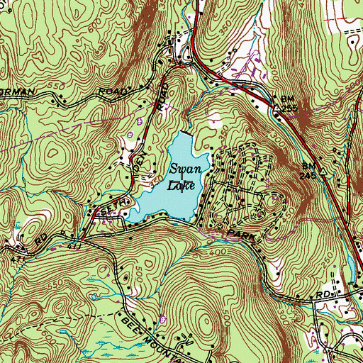 Topographic Map of Swan Lake, CT