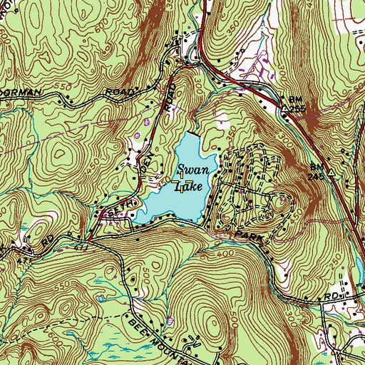 Topographic Map of Swan Lake, CT