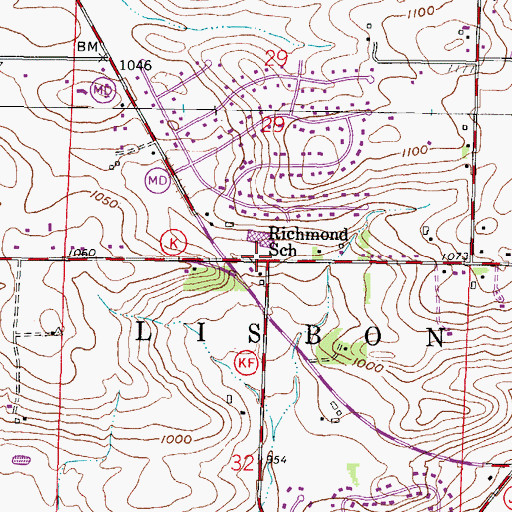 Topographic Map of Richmond School (historical), WI