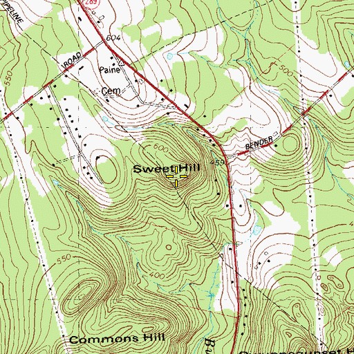 Topographic Map of Sweet Hill, CT