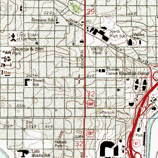 Topographic Map of Denver Fire Department Station 12, CO