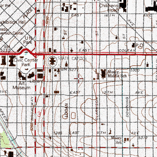 Topographic Map of Vance Kirkland Museum, CO
