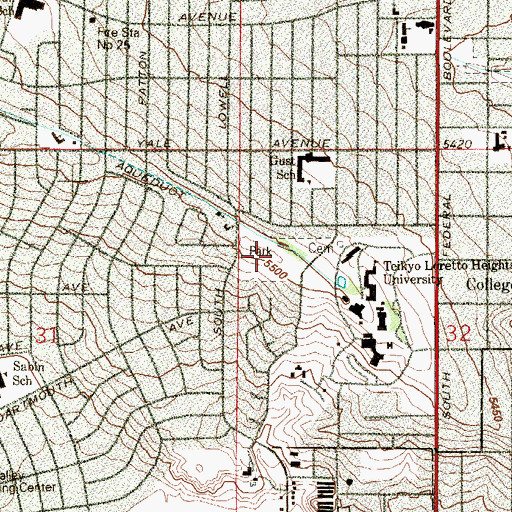 Topographic Map of Loretto Heights Park, CO