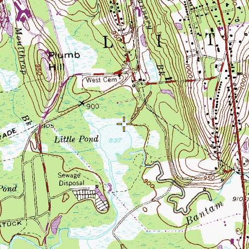 Topographic Map of Tannery Brook, CT