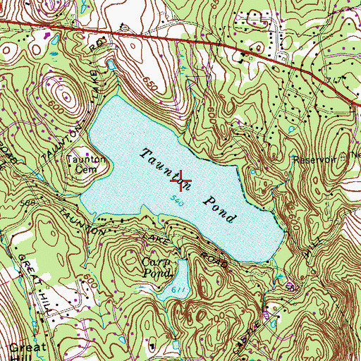 Topographic Map of Taunton Pond, CT