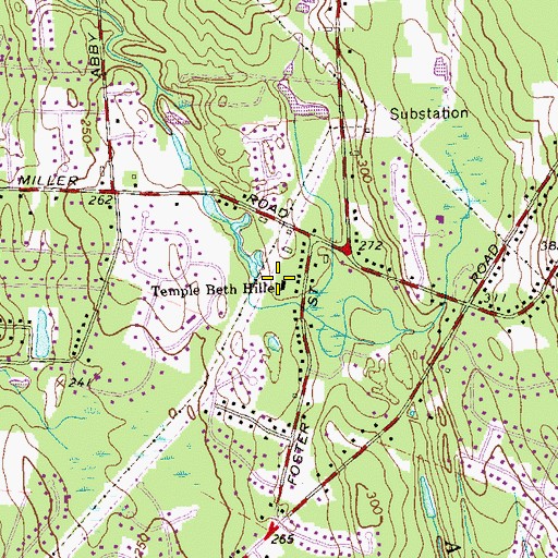 Topographic Map of Temple Beth Hillel, CT