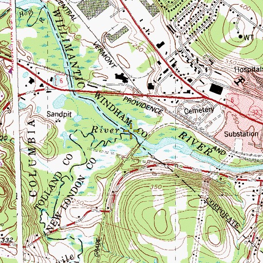 Topographic Map of Tenmile River, CT