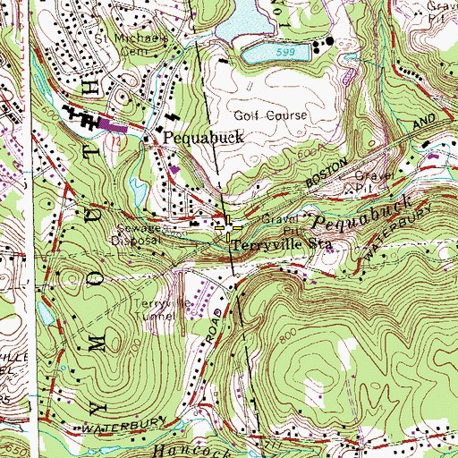 Topographic Map of Terryville Station, CT
