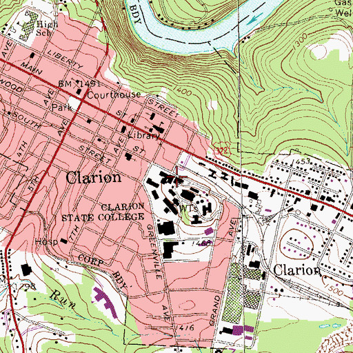 Topographic Map of J George Becht Hall, PA