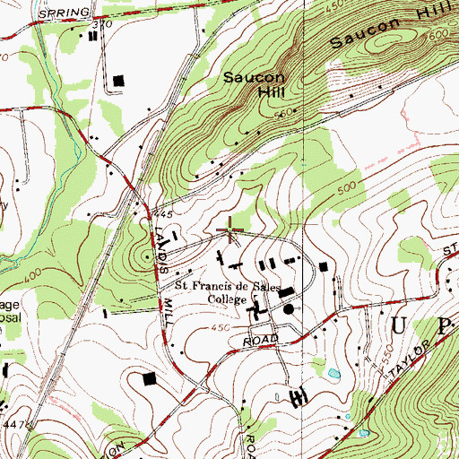 Topographic Map of Aviat Hall, PA