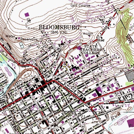 Topographic Map of Schylkill Residence Hall, PA