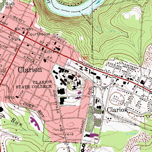 Topographic Map of Alumni House - Clarion University of Pennsylvania, PA