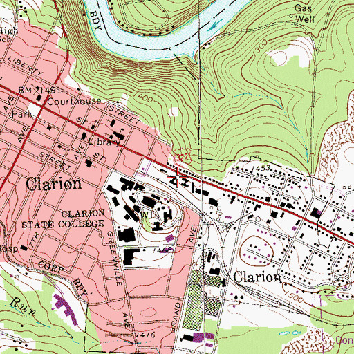 Topographic Map of Bertha Nair Hall, PA
