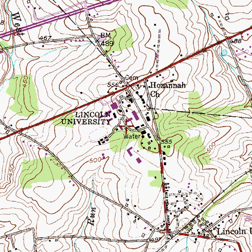 Topographic Map of Lucy Laney Hall, PA