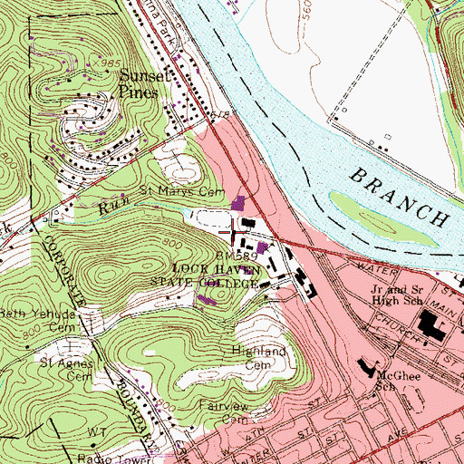 Topographic Map of Archibald Paul Akeley Building, PA