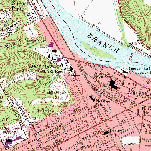 Topographic Map of Harold D Woolridge Hall, PA