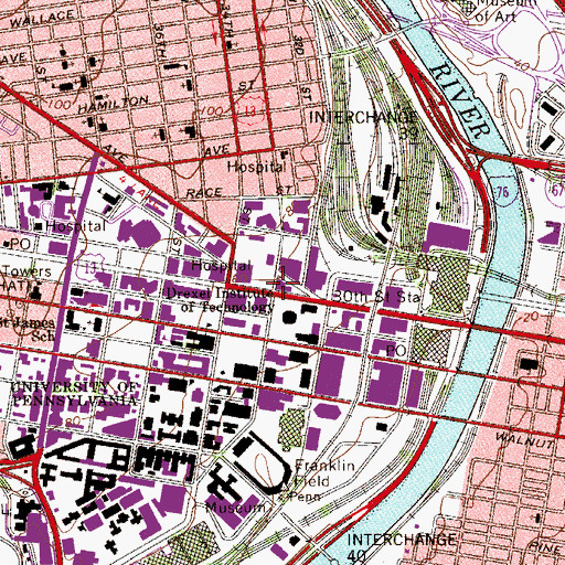 Topographic Map of Nesbitt Hall, PA