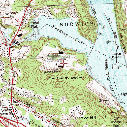 Topographic Map of The Sandy Desert, CT