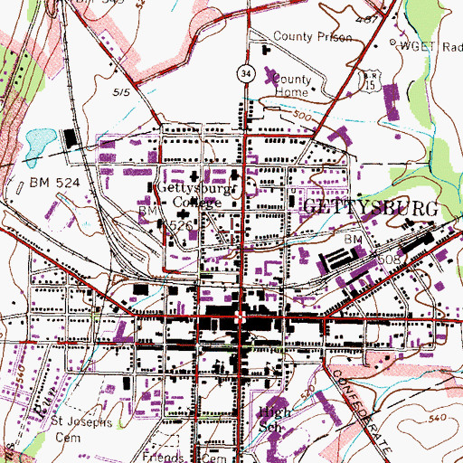 Topographic Map of Appleford Inn, PA