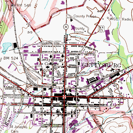 Topographic Map of Carlisle House, PA