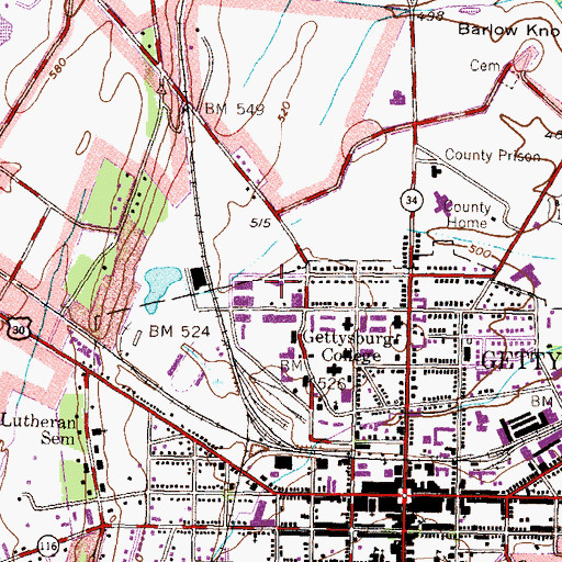Topographic Map of Fisher - Sieber Health Center, PA