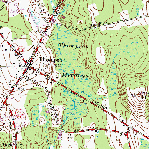 Topographic Map of Thompson Meadows, CT