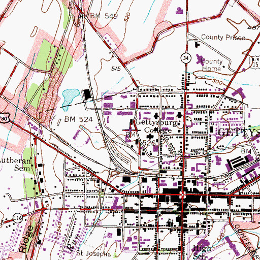 Topographic Map of Master's Hall, PA