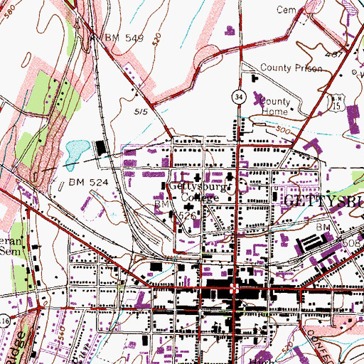 Topographic Map of Paul Hall, PA