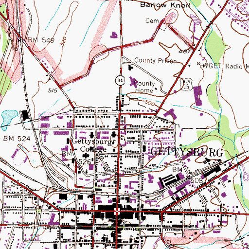 Topographic Map of Paxton Hall, PA