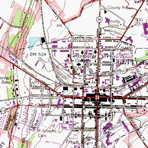 Topographic Map of Phi Gamma Delta House, PA
