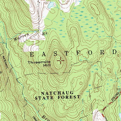 Topographic Map of Threemile Hill, CT