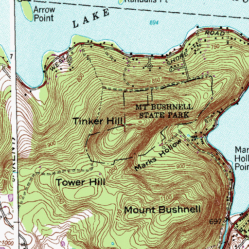 Topographic Map of Tinker Hill, CT