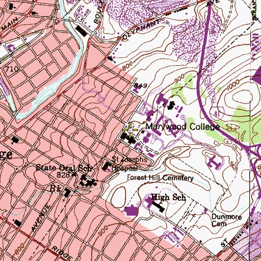 Topographic Map of Memorial Commons, PA
